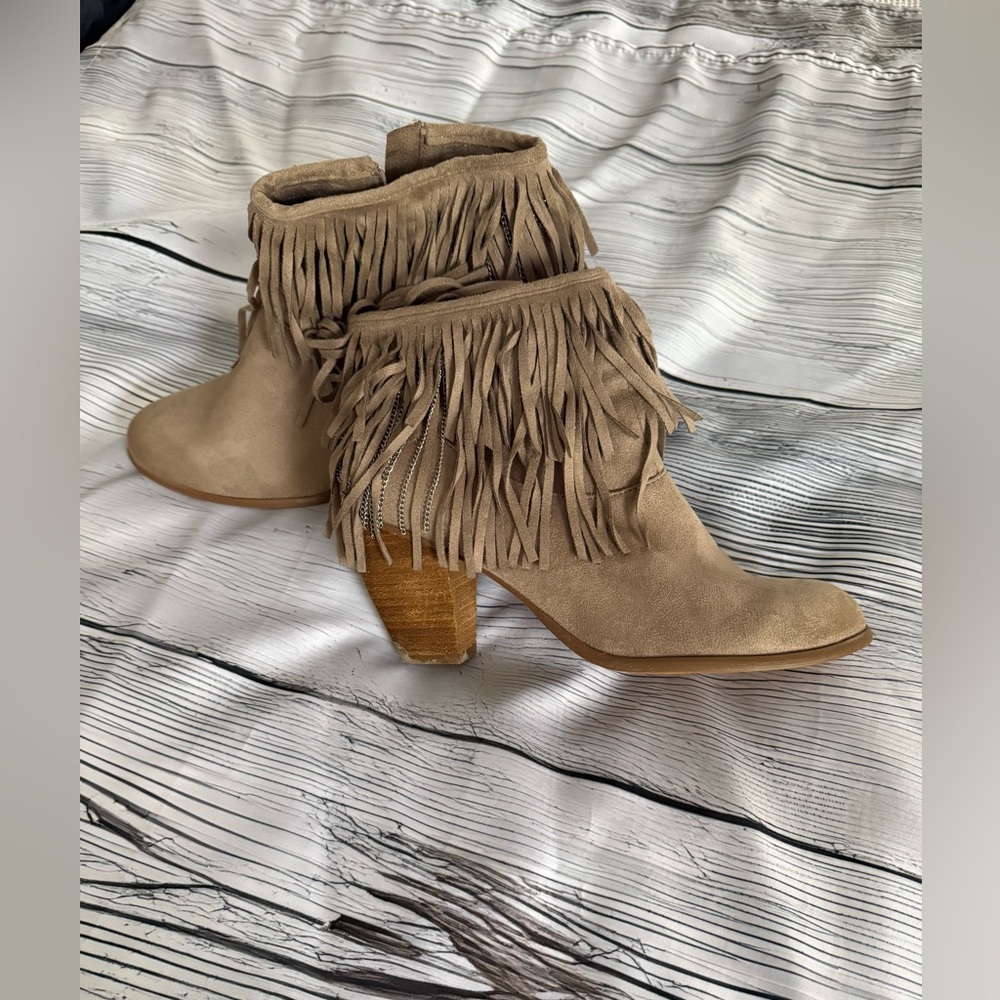 Fringe Tan Ankle Boots